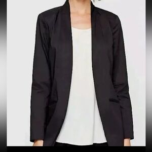 $378 BNWT EILEEN FISHER Polished Ramie Stretch BLACK Long Jacket 6